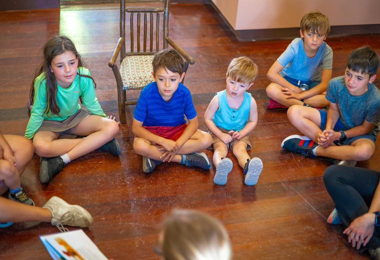 Kids gathered for a story